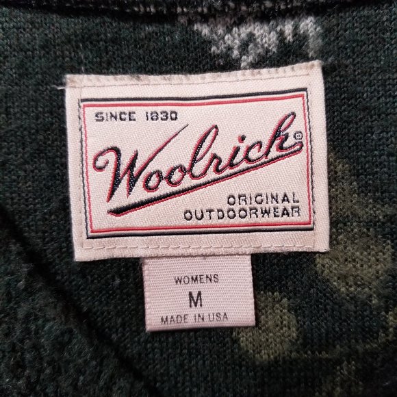Woolrich sweater Medium fall outdoors leaf print v-neck fleece pullover VINTAGE - Picture 11 of 12
